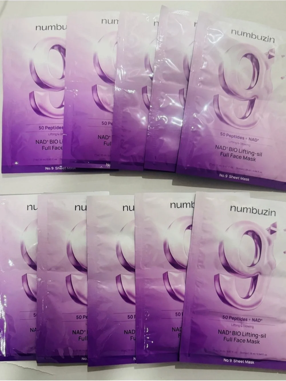 Numbuzin No. 9 NAD+ Bio Lifting Full Face Mask 10 pack